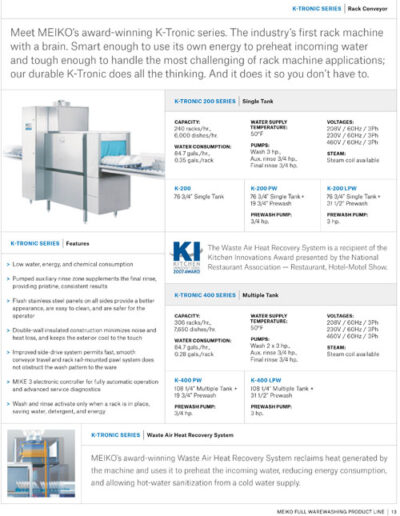 MEIKO K-Tronic Series Rack Conveyor Dishwasher