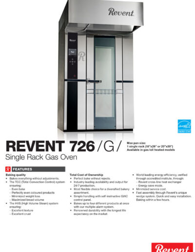 Revent Single Rack Gas Oven 726